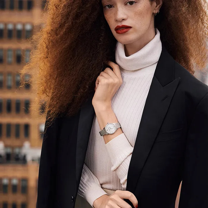 30mm Classics Slimline Ladies' Watch in Stainless Steel with MOP and Diamond Dial and Bezel