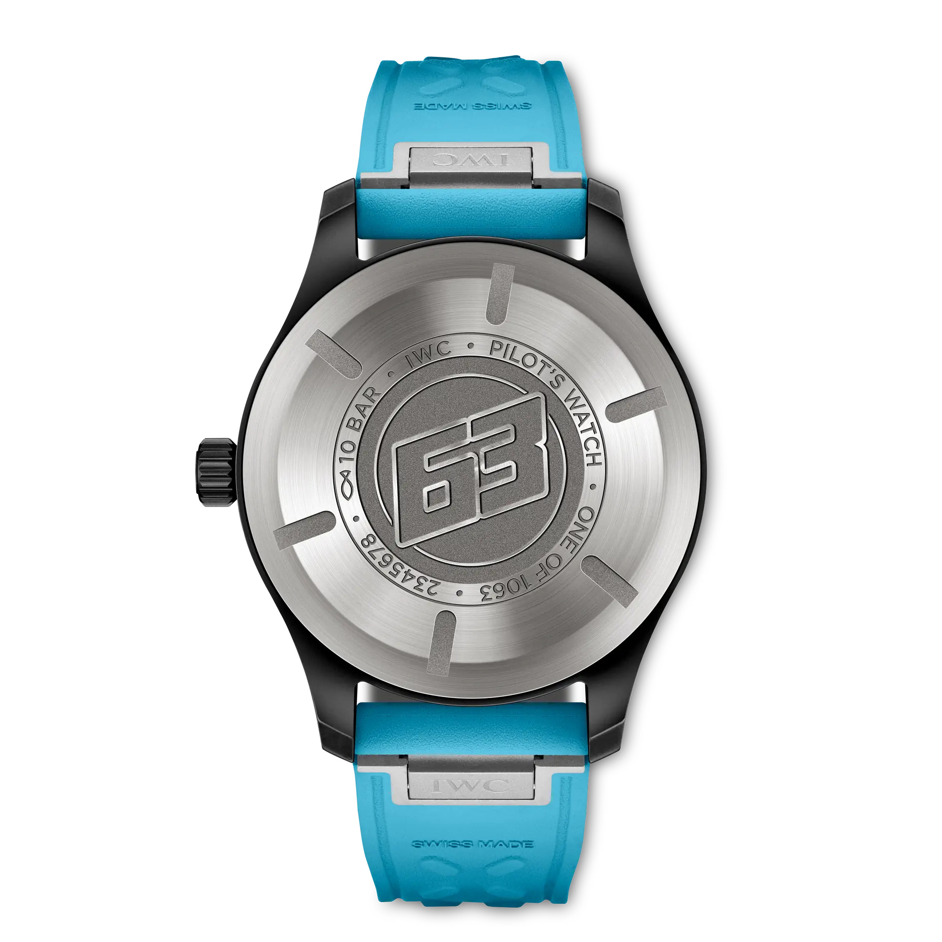 41MM Pilot's Watch Automatic George Russell in Black Ceramic with Blue Rubber Strap