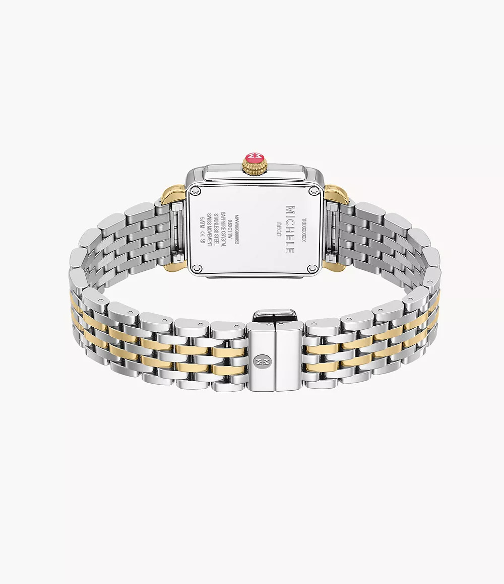 Deco Madison Mid Diamond Two-Tone 18K Yellow Gold-Plated and Stainless Steel  with Chocolate Brown MOP Dial