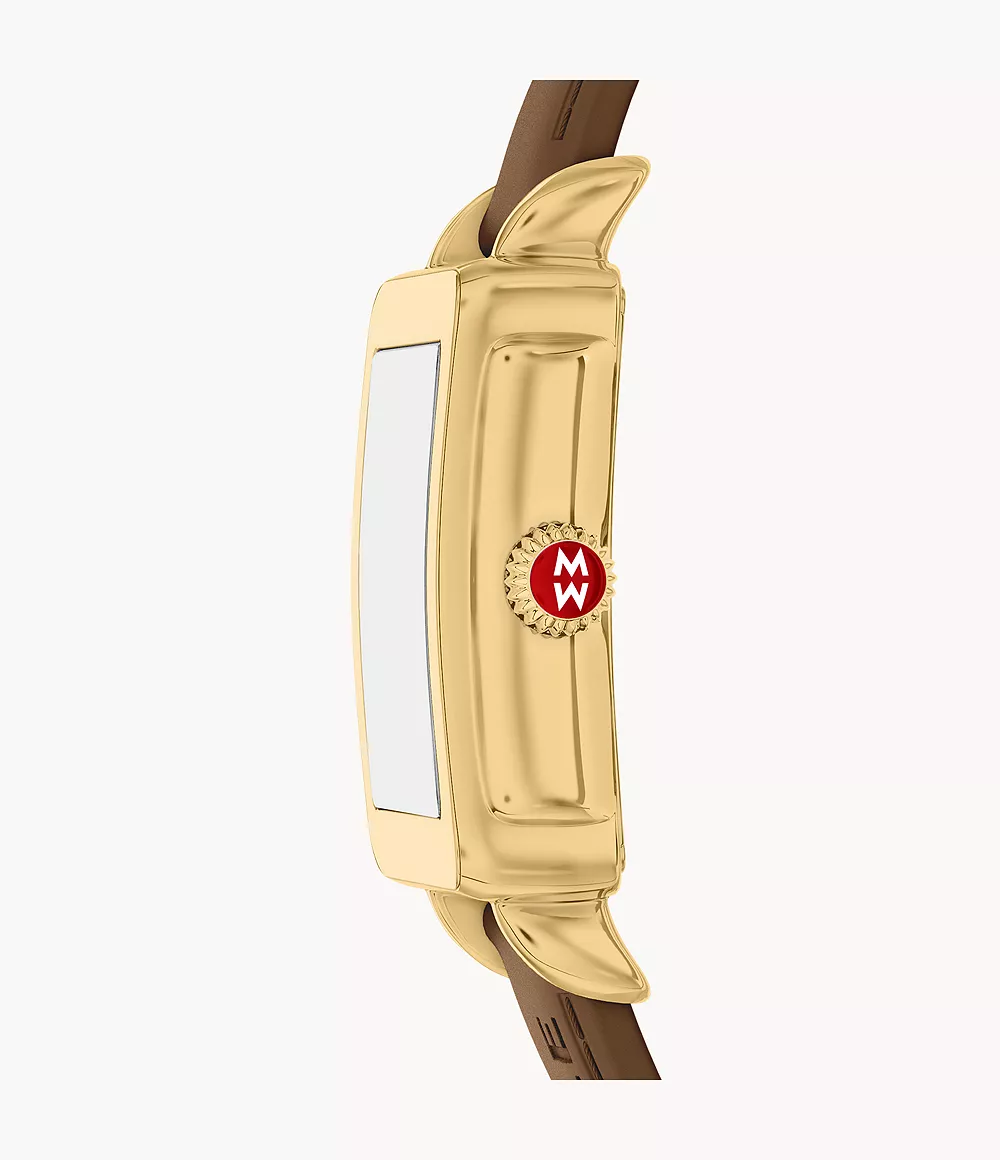 Deco Sport Mid Gold-Tone Brown Silicone Watch