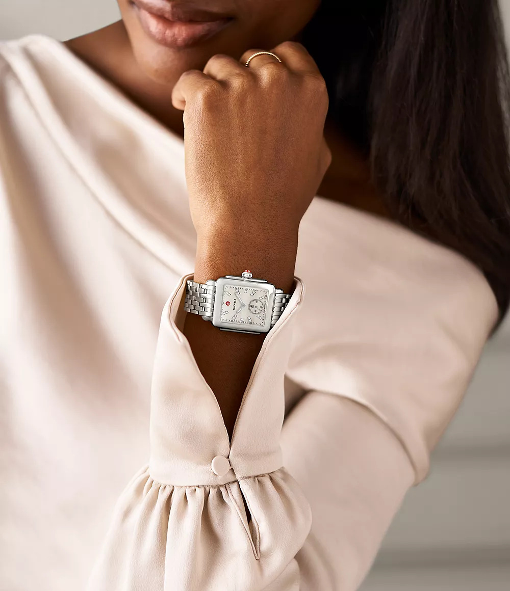 Deco Mid Stainless Steel Watch with MOP and Diamond Dial