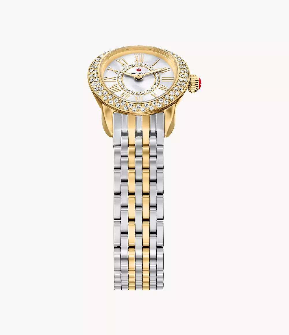 Serein Oval Diamond Two-Tone 18K Gold-Plated Watch