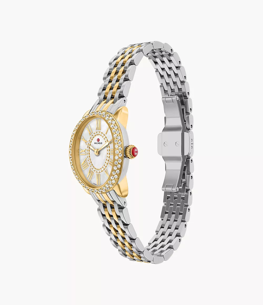 Serein Oval Diamond Two-Tone 18K Gold-Plated Watch