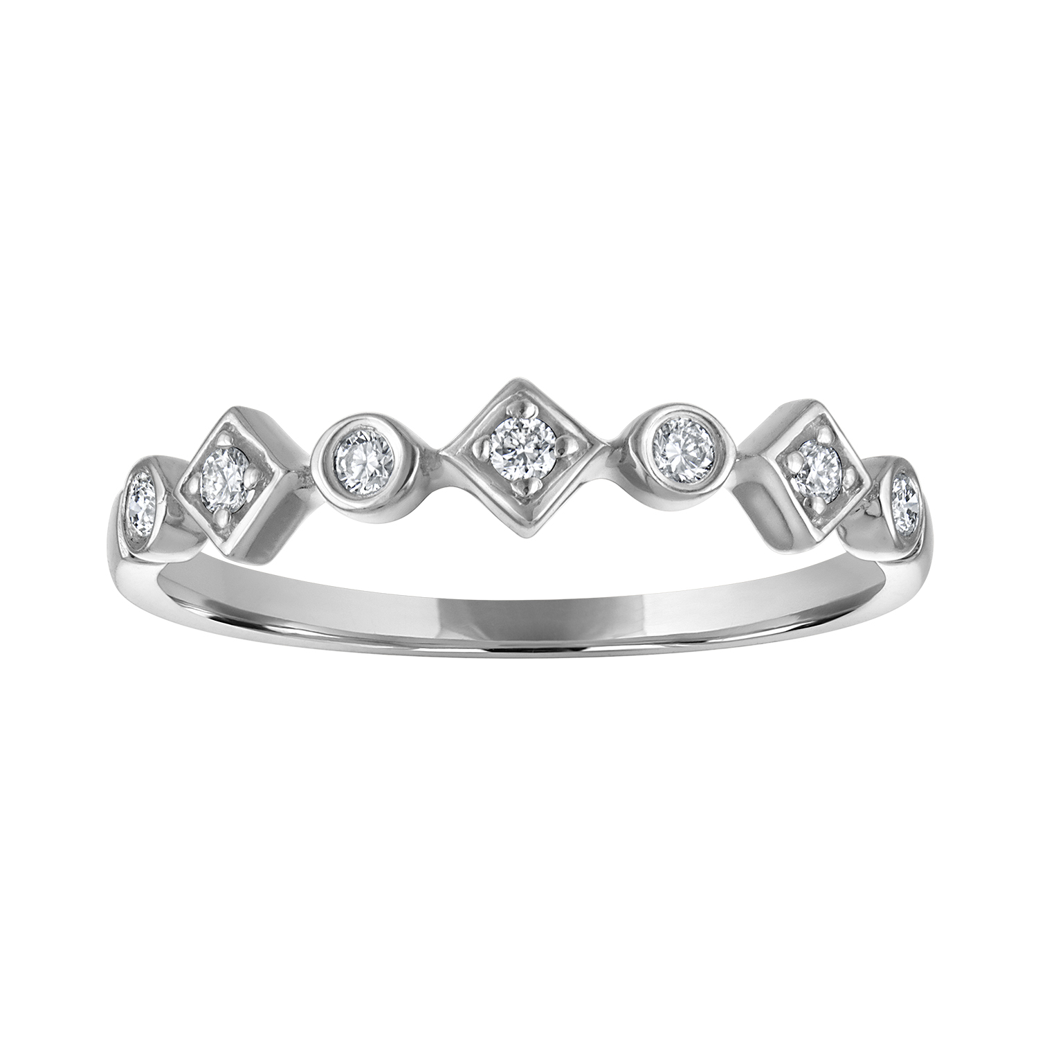 The Broadway Stackable Geometric Ring in 14k White Gold with Diamonds  0.10ctw