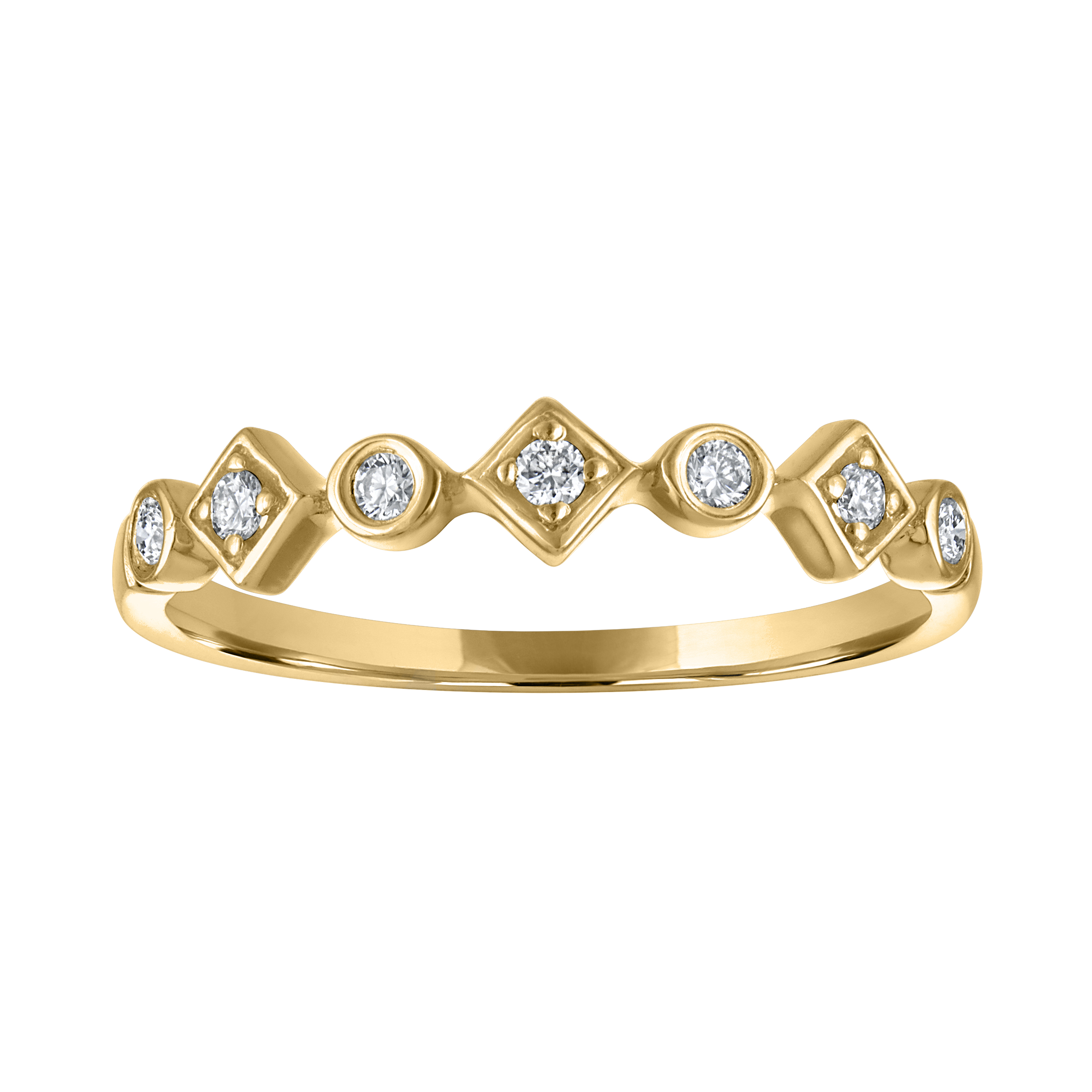 The Broadway Geometric Stackable Ring in 14k Yellow Gold with Diamonds. 0.10ctw
