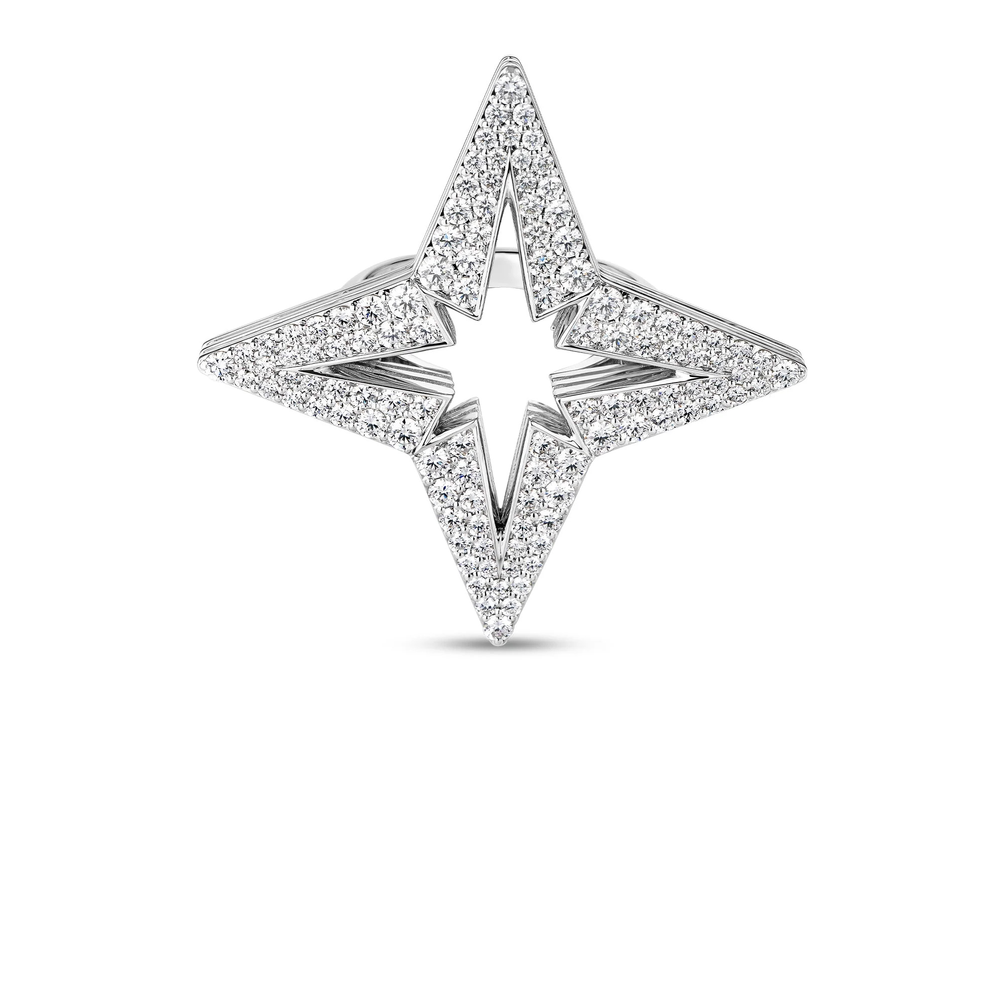 18K WHITE GOLD 34MM STARDUST PAVï¿½ DIAMOND STAR RING (SIZE 6.5). DIA-1.37