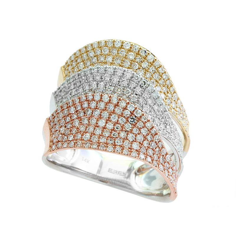 EFFY 14K Wht/Yel/Pnk Diamond Ring