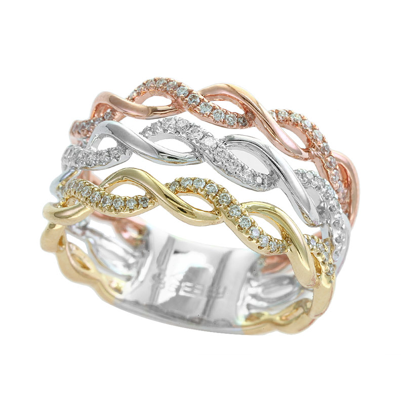 EFFY 14K Wht/Yel/Pnk Diamond Ring