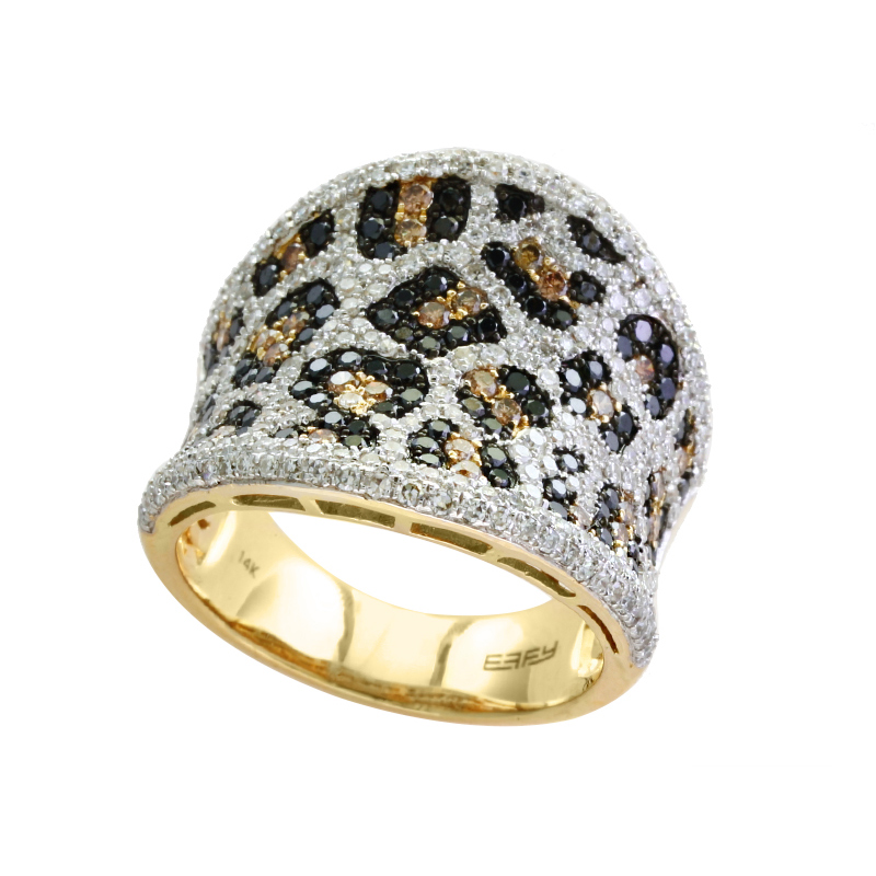 EFFY 14K Yellow Gold Diamond Black Diamond Espresso Diamond  Ring