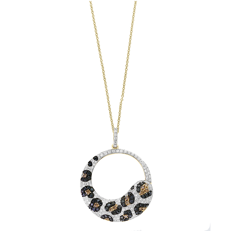 EFFY 14K Yellow Gold Diamond Black Diamond Espresso Diamond  Pendant